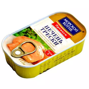 Печень трески Морской котик 115г натуральная в/с ж/б