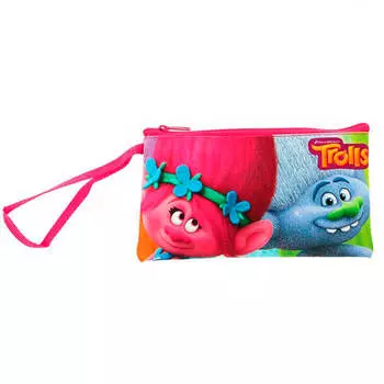 Пенал тролли 19*10см на молнии плоский с ручкой полиэстер