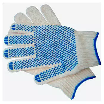 Перчатки хозяйственные х/б с резиновым напылением на подвесе