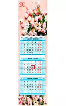 Календарь настенный 2021 год 3-х блочный мини кофе тайм