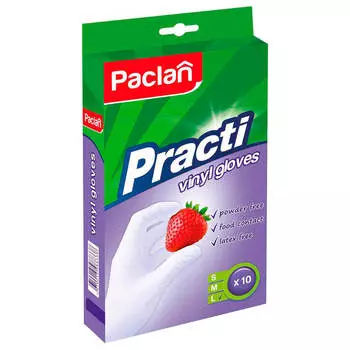 Перчатки виниловые Paclan размер l 10шт 407552