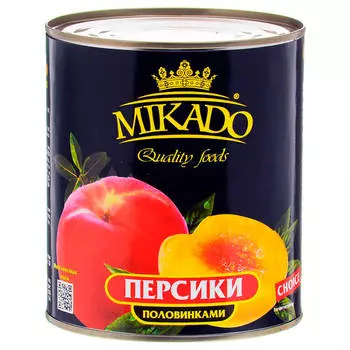 Персики половинками Mikado 825г