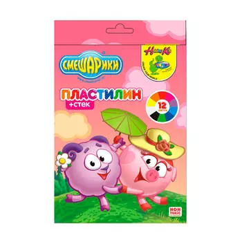 Пластилин 12цв смешарики 240гр стек картонная упаковка европодвес