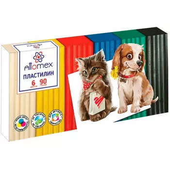 Пластилин 6цв 90гр attomex классический 19814