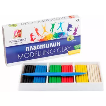 Пластилин 6 цв луч классика 120 г со стеком 12 с878-08