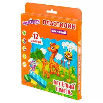 Пластилин восковой 12цв Юнландия весёлый шмель со стеком 104820