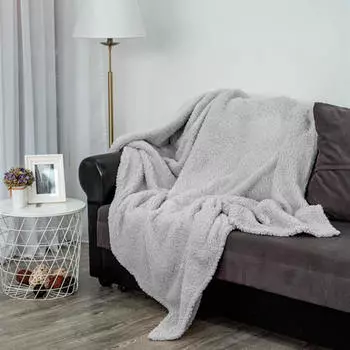 Плед искусственный мех овчина 150*200 серый