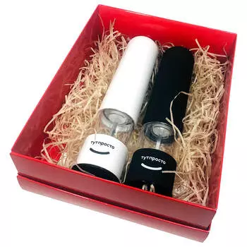 Подарочный набор электромельниц ТутПросто белый+электромельница ТутПросто черный