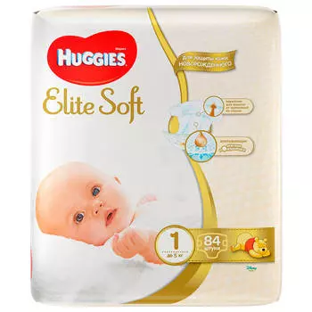 Подгузники Huggies Elite Soft 84шт до 5кг 1