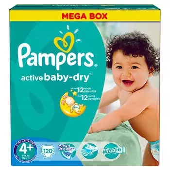 Подгузники Pampers Active Baby 120шт maxi плюс 9-16/10-15кг 4+
