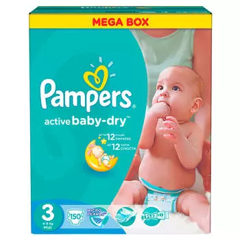 Подгузники Pampers Active Baby 150шт Midi 4-9кг 3