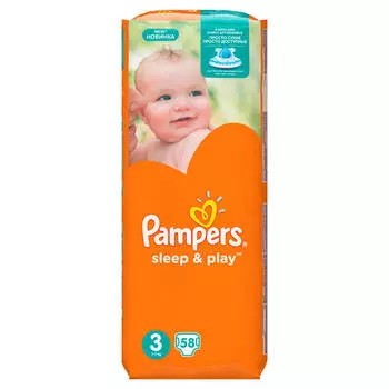 Подгузники Pampers Sleep and Play 58шт Midi 4-9/6-10кг 3