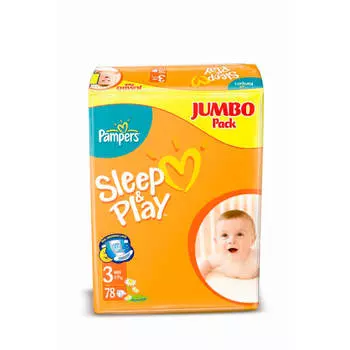 Подгузники Pampers Sleep and Play 78шт Midi 4-9/6-10кг джамбо 3