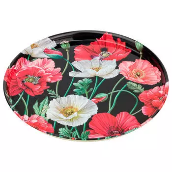 Поднос 33см Agness маки сталь 898-012