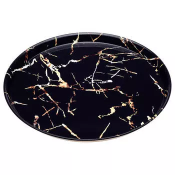 Поднос сервировочный 33*2,1см агнесс фэнтази черное золото 898-032