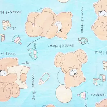 Пододеяльник детский Зайка моя 110*140см Мишка с шариком бязь голубой 11802112