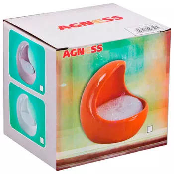 Подставка под губку Agness 10*8,5*9,5см белая 490-350