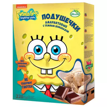 Подушечки амарантовые Губка Боб с шоколадной начинкой витамизированные 220г