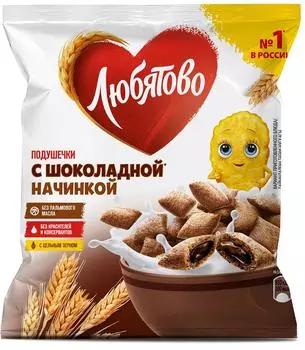 Подушечки любятово 140 г с шоколадной начинкой