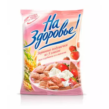 Подушечки зерновые На Здоровье 100г клубника со сливками