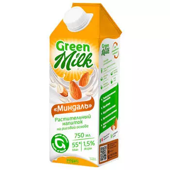 Напиток Green Milk 0,75л на рисовой основе со вкусом миндаля