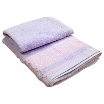 Полотенце 70*140 Он и Она сиреневый