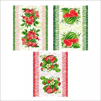 Полотенце кухонное МультиДом 48*62см ягоды-фрукты вафельное хлопок мт71-97