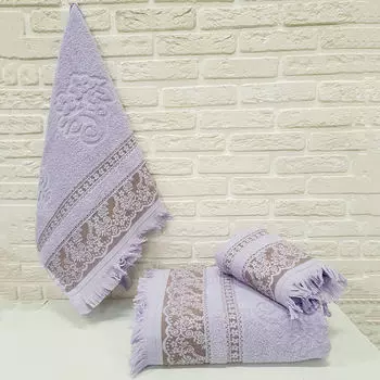 Полотенце махровое жаккард NUSA Биатрис с бахрамой 50*90см лиловый