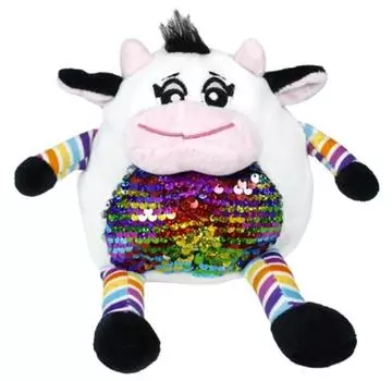 Игрушка мягкая там-там корова с пайетками 13х9х13см белый нм9086/1