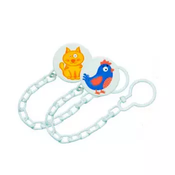 Прищепкадля пустышки 0+ Курносики дружок с цепочкой 19553