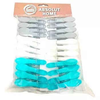 Прищепки 24шт Absolut Home серый, белый, синий xy0702