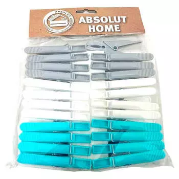 Прищепки 24шт Absolut Home серый, белый, синий xy0801
