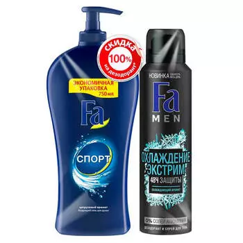 Промо гель для душа Fa men 750мл+дезодорант Fa men 150мл