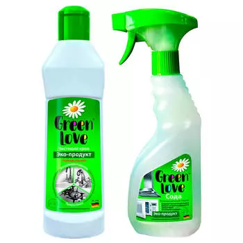 Промо грин лав спрей 500мл с содой+крем чистящий 330г в подарок