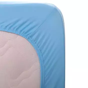 Простынь на резинке голубой 160*200