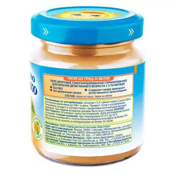 Пюре Бабушкино Лукошко 100г груша яблоко с 5 месяцев