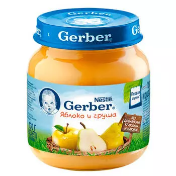 Пюре гербер 130г яблоко и груша с 5 месяцев