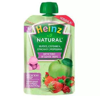 Пюре хайнц 90 г яблоко клубника красная смородина с 6 месяцев дой-пак