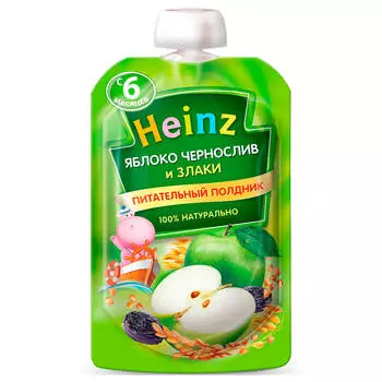Пюре Heinz Яблоко, чернослив и злаки с 6 мес. 90 г