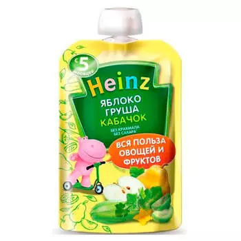 Пюре Heinz Яблоко, груша, кабачок с 5 мес. 90 г