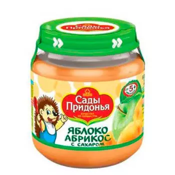 Пюре сады придонья 120г яблоко абрикос с сахаром с 5 месяцев стекло