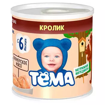 Пюре тёма 90 г кролик с 6 месяцев