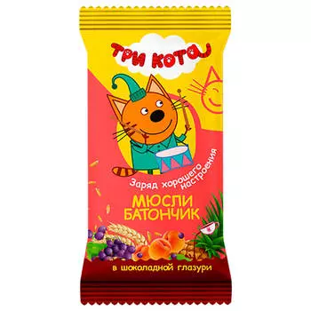 Батончик мюсли три кота 40г абрикос и злаки в шоколадной глазури виталад