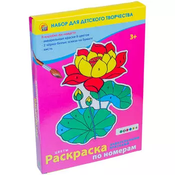 Раскраска по номерам Рыжий кот 6 цветов цветы р-3399