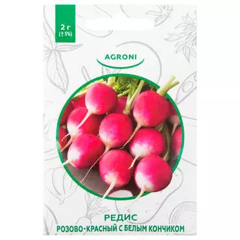 Редис розово-красный с белым кончиком 2 г агрони xs