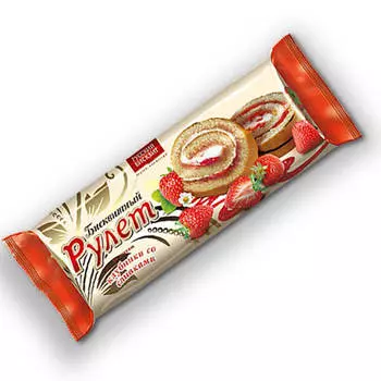 Рулет русский бисквит 200г клубника со сливками