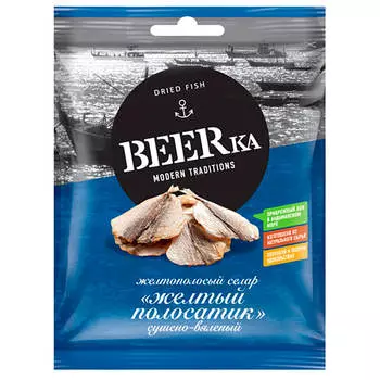 Рыбка желтый полосатик бирка 25 г сушеная