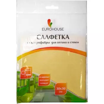 Салфетка Еврохаус для оптики и стекол 30*30см микрофибра 595