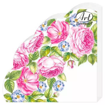 Салфетки Art Bouguet 12шт 32см 3 слоя розы круглые