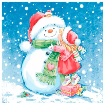 Салфетки арт букет 20 шт 33 х33 см 3 слоя девочка и снеговик